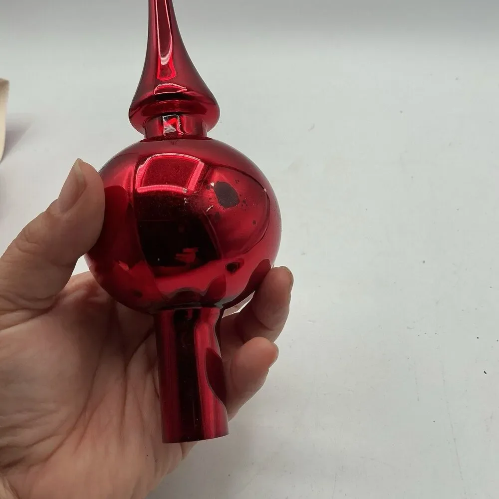 Vintage Red Glass Tree Topper Finial 11” Christmas By Krebs Target 2000